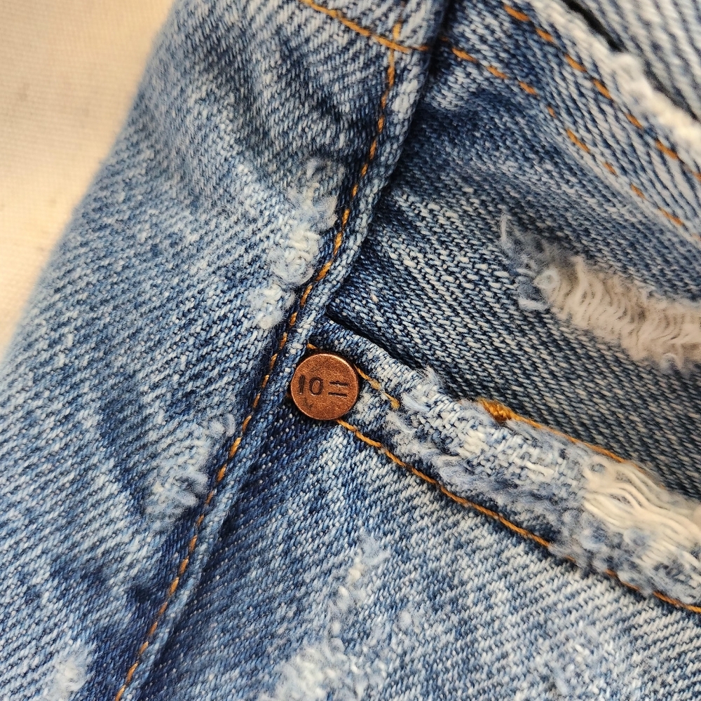 10.11 Studios Button Fly Distressed Jeans 24 Light Blue Straight Leg‎ - Picture 7 of 15